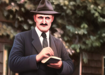 Alois Irlmaier hält ein Buch in der Hand