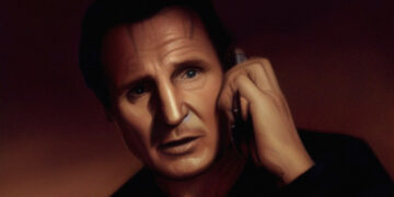 Szene aus dem Film Taken mit Liam Neeson am Handy