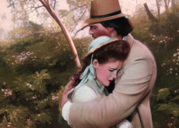 Ein romantisches Bild aus dem Film Die Damen aus Boston (1984) in dem Basil Ransome Verena Tarrant in den Arm nimmt