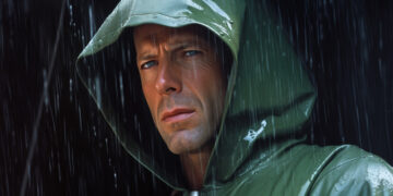 Bruce Willis im grünen Regenmantel aus Unbreakable