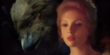 Die Jungfrau und im Hintergrund das Ungeheuer